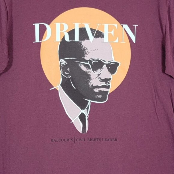 Malcolm X T-Shirt Mens Large Purple Driven Civil Rights Leader Short Sleeve Tee - Picture 2 of 8